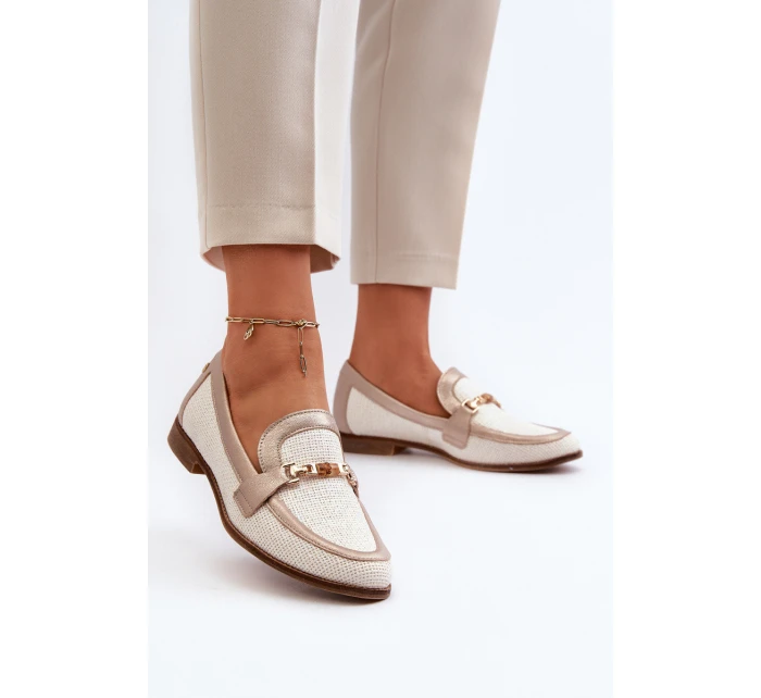 Kožené mokasíny s ozdobou Zlaté Maciejka 06442-25 Zlaté