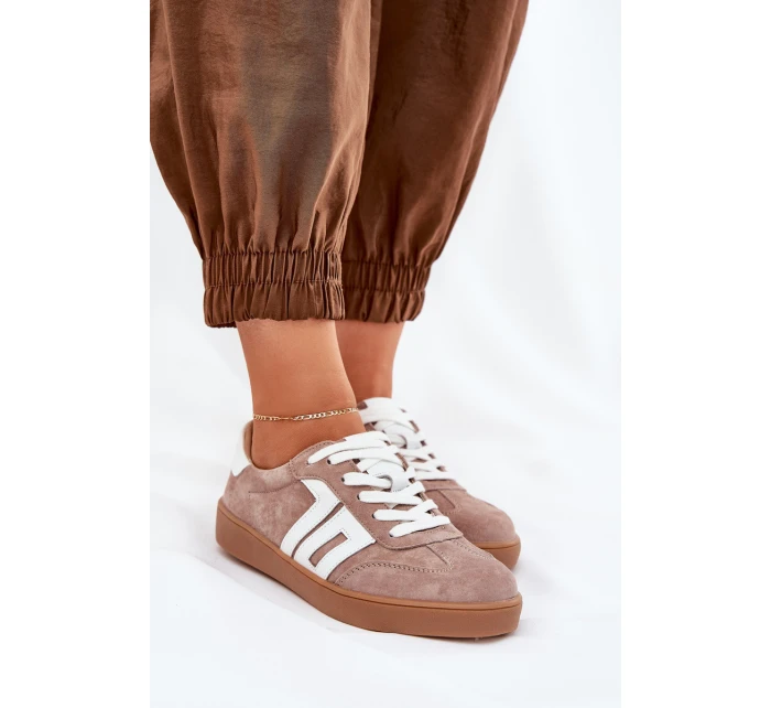 Kopačky Sportovní Boty Z Semiše Béžové model 21690645 - VINCEZA