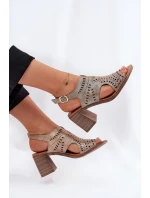 Dámské Sandály S Na Podpatku Zlaté model 21691810 - Boto Dámské Sandály S Na Podpatku Zlaté model 21691810 - Boto