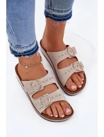 Pohodlné dámské pantofle béžové model 21697980 - Inblu