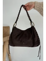 Dámská kožená semišová kabelka s ozdobným šněrováním Janelis – čokoládová