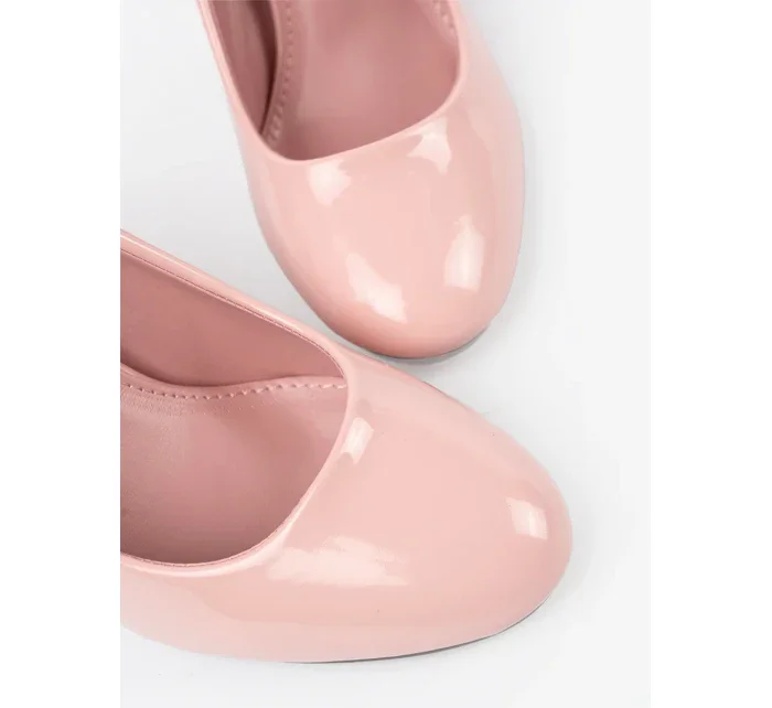 Výborné dámské růžové  lodičky na širokém podpatku