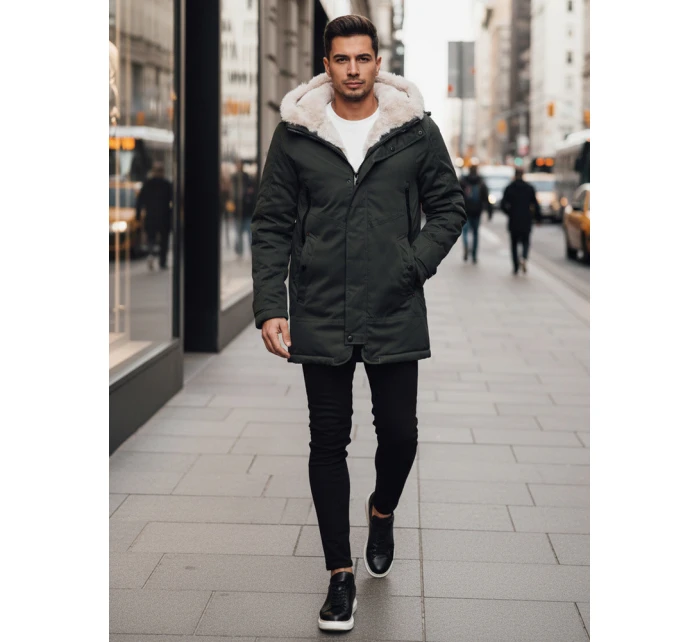 Pánská zimní bunda parka s kapucí zelená FashionStreet TX4963z