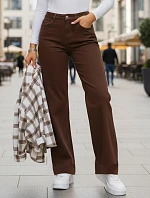Dámské džíny s vysokým pasem a širokými nohavicemi hnědé FashionStreet UY2877