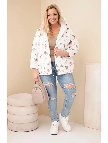 Dámská jarní bunda Plus Size s model 22043040 květinovým vzorem fango - K-Fashion
