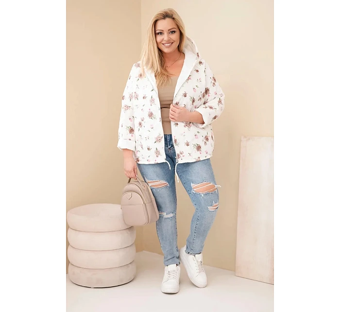 Dámská jarní bunda Plus Size s drobným květinovým vzorem fango