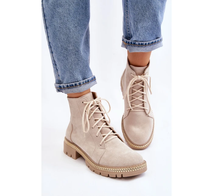 Flat Boots Lewski Shoes model 21607535 Světle béžová - Boto