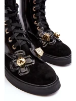 Dámské módní boty se zipem a ozdobami D&A MR870-76 černé