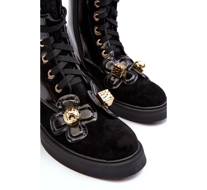 Dámské módní boty se zipem a ozdobami D&A MR870-76 černé