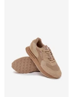 Kožené Sneakersy Pánské Big Star OO174298 Hi-Poly System Béžové Kožené Sneakersy Pánské Big Star OO174298 Hi-Poly System Béžové