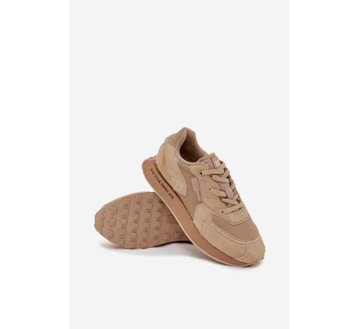 Kožené Sneakersy Pánské Big Star OO174298 Hi-Poly System Béžové Kožené Sneakersy Pánské Big Star OO174298 Hi-Poly System Béžové