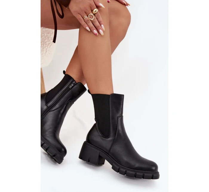 Dámské Botky Na Eko Kůže Černé model 21707142 - Boto Dámské Botky Na Eko Kůže Černé model 21707142 - Boto