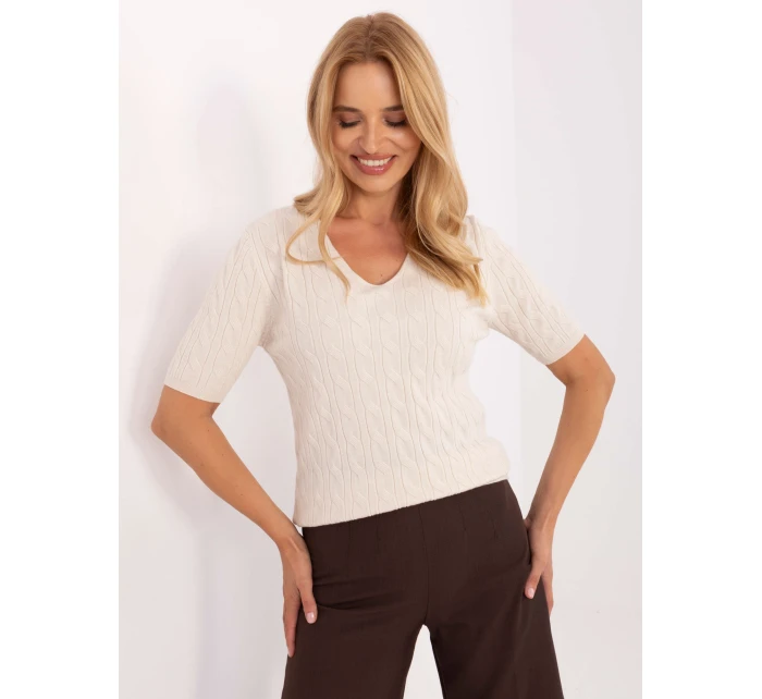 Sweter PM SW B model 21305668 jasny beżowy - FPrice Sweter PM SW B model 21305668 jasny beżowy - FPrice