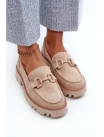 Semišové dámské mokasíny s ozdobou D&A béžová Semišové dámské mokasíny s ozdobou D&A béžová