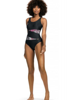 Dámské jednodílné plavky S36W19F Fashion sport  černá-růžová - Self