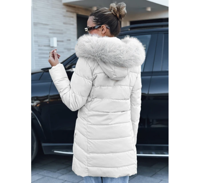 Dámská prošívaná zimní bunda s kožešinou béžová FashionStreet TY5464