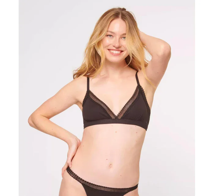 Dámská podprsenka GO Ribbed R Bralette - BLACK - černá 0004 - SLOGGI