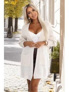 model 21301323 Cardigan svetr s kapsami béžová barva - numoco basic