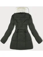 Dámská bunda v army barvě obšitá kožešinou, se stojáčkem J Style (16M9165-136)