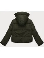 Krátká dámská zimní péřová bunda v army barvě J Style (16M9188-136)