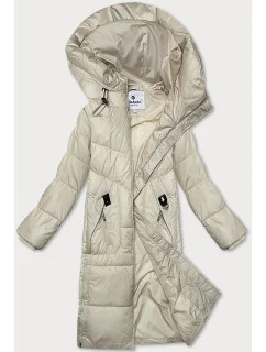 Dámská zimní bunda v barvě ecru s kapucí model 21248772 - Glakate