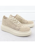 Dámská obuv na platformě se šněrováním béžová model 22098387 - VINCEZA