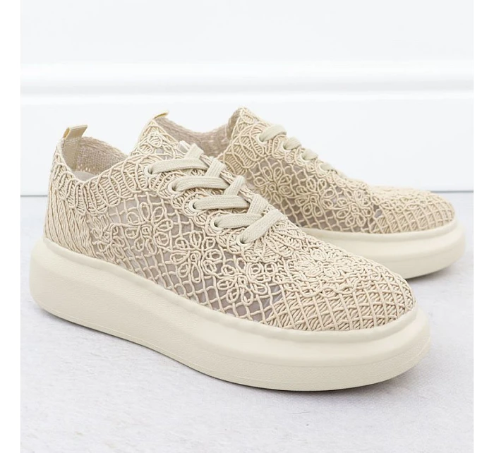 Dámská obuv na platformě se šněrováním béžová model 22098387 - VINCEZA