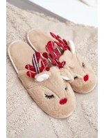 Vánoční Pantofle S Motivem Sobů Béžové Sylaia