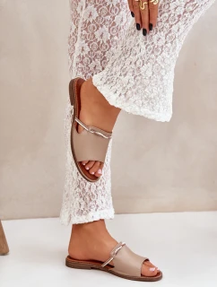 Kožené Pantofle Tmavě Béžové Lewski Shoes model 21682423 - Boto