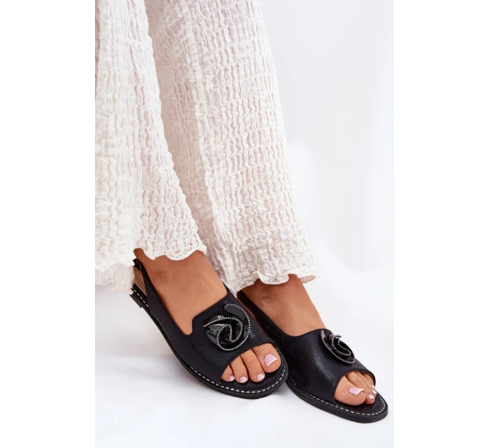 Lesklé Dámské Sandály S Ozdobou model 21691546 Černé - S.Barski