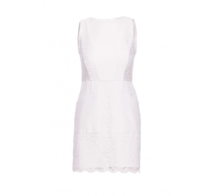 M864 Mini šaty s krajkovými panely - ecru