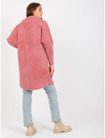 Prachově růžový dámský kabát z alpaky s vlnou Eveline