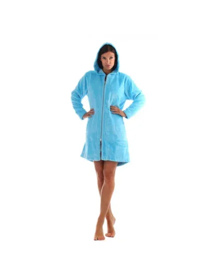 Dámský župan s kapucí na zip 3/4 Siena model 19358927 Světle modrá - Vestis Dámský župan s kapucí na zip 3/4 Siena model 19358927 Světle modrá - Vestis