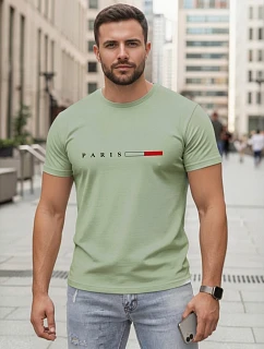 Koszulka męska bawełniana z napisem PARIS zielona model 22316074 - FashionStreet
