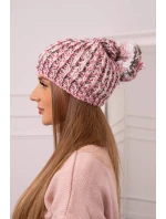 Dámská čepice s bambulí pudrově růžová model 18751897 - K-Fashion Dámská čepice s bambulí pudrově růžová model 18751897 - K-Fashion