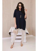 Oversized halenka s přívěskem námořnická modř Oversized halenka s přívěskem námořnická modř