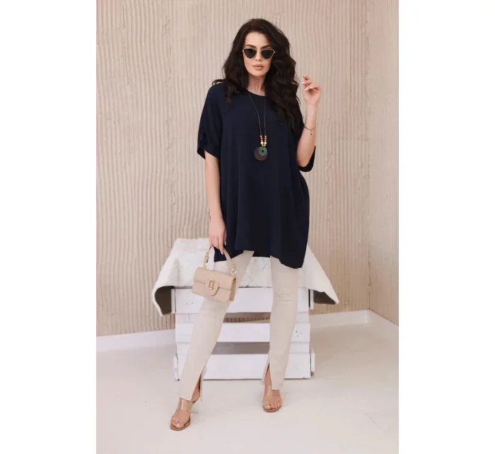 Oversized halenka s přívěskem námořnická modř Oversized halenka s přívěskem námořnická modř