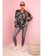 Dámská mikina se zvířecím potiskem na zip šedá