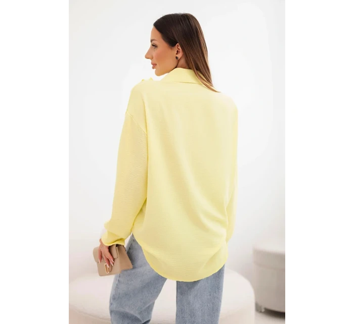 Dámská viskózová košile s dlouhým rukávem a volány žlutá Dámská viskózová košile s dlouhým rukávem a volány žlutá