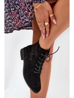 Šněrovací Boty S Vzorem  Černé model 21685103 - S.Barski