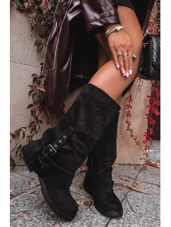 kozačky s vrchní částí a přezkou Černé model 21715441 - Boto