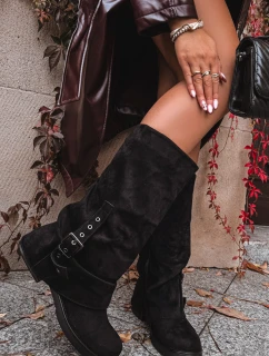 kozačky s vrchní částí a přezkou Černé model 21715441 - Boto