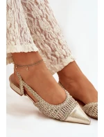 Dámské sandály s pleteným na klocku zlaté Nivorra