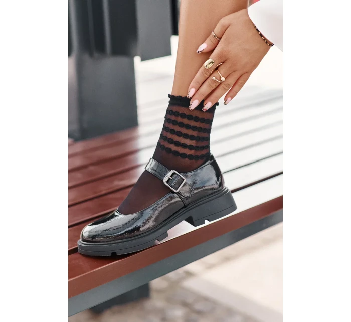 Lakované Polobotky Dámské S Páskem Černé Vinceza Lakované Polobotky Dámské S Páskem Černé Vinceza