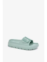 Dámské pěnové pantofle na platformě s přezkou – zelené