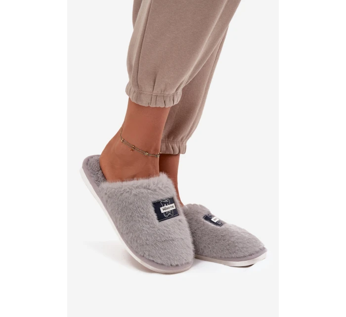 Dámské domácí pantofle s kožešinou Maelis – šedé
