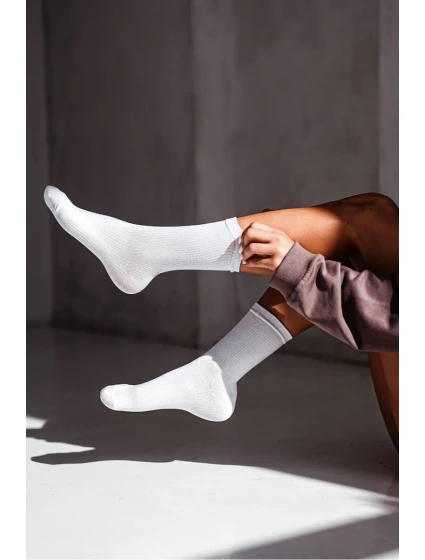 Dámské ponožky s proužky – bílé Dámské ponožky s proužky – bílé