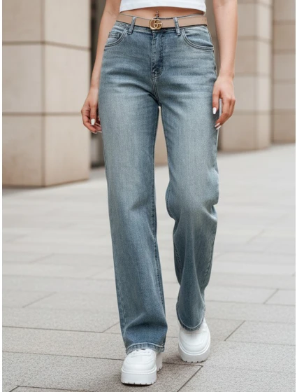 Dámské džínové kalhoty se širokými nohavicemi LOSSLEG blue FashionStreet UY2672 Dámské džínové kalhoty se širokými nohavicemi LOSSLEG blue FashionStreet UY2672