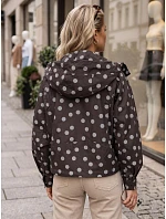 Dámská přechodová bunda s puntíky a kapucí, hnědá, FashionStreet TY6036