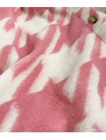 Růžový dámský košilový kabát s pepitovým vzorem (2099)